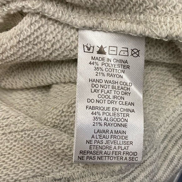 Paper Crane cropped gray and white micro striped popover hoodie Sz M‎ - Picture 6 of 6